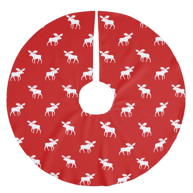 Elch-Silhouette-Muster Polyester Weihnachtsbaumdecke (Vorderseite)