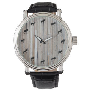 Elch-Silhouette-Uhr durch Leslie Harlow 600 Armbanduhr