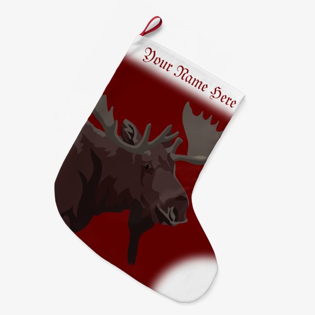 Elch-Strumpf-Elch-WeihnachtsStrumpf-Gewohnheit Großer Weihnachtsstrumpf (Vorderansicht (hängend))