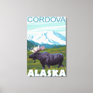 Elch-Szene - Cordova, Alaska Leinwanddruck