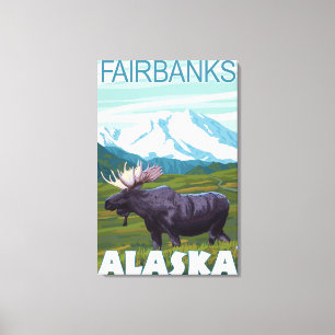 Elch-Szene - Fairbanks, Alaska Leinwanddruck