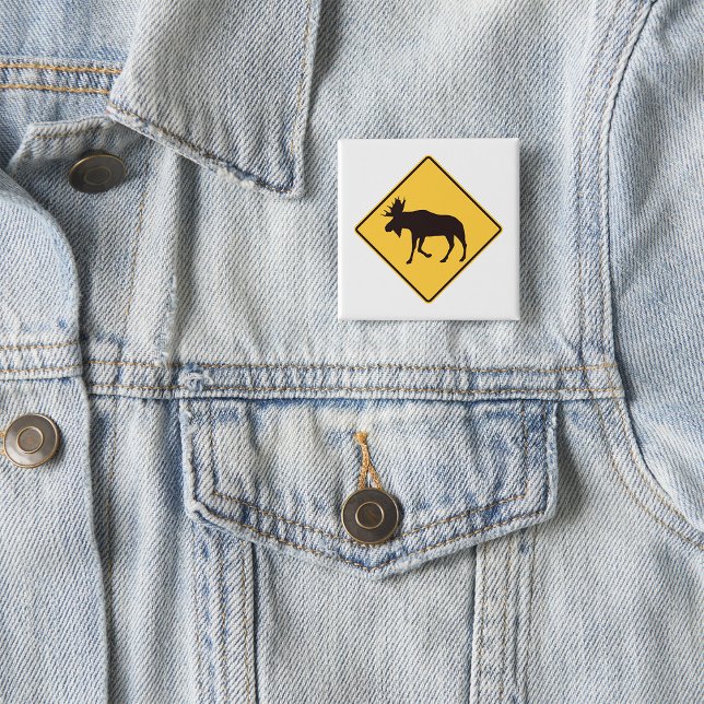 Elch-Übergangs-Warnschild Wildtiersicherheit Button (Von Creator hochgeladen)