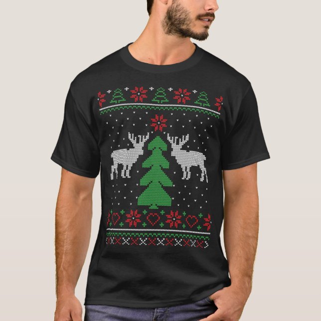 Elch Ugly Christmas Sweater T-Shirt (Vorderseite)