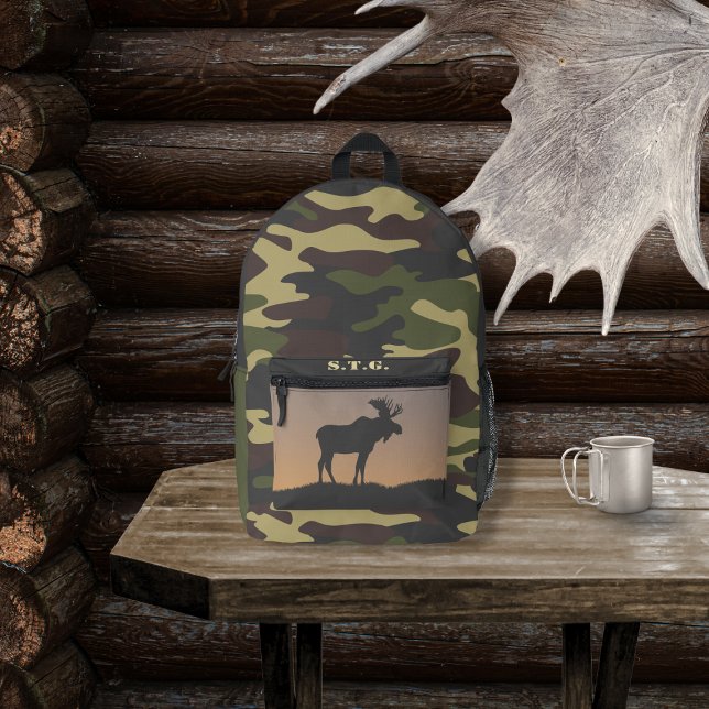 Elch und Camouflage Bedruckter Rucksack (Von Creator hochgeladen)