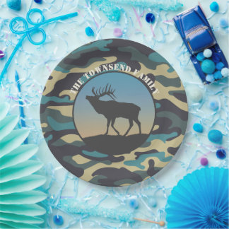Elch und Camouflage Pappteller