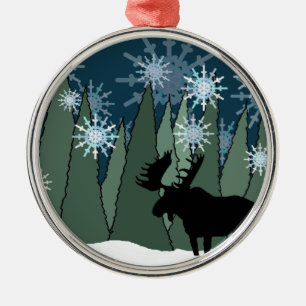 Elch- und Schneeflockenwald Ornament Aus Metall
