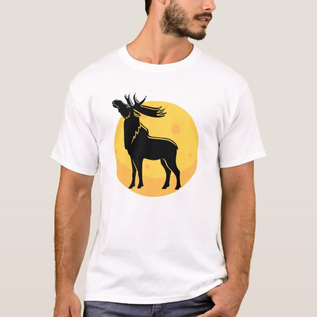Elch unter dem Mond T-Shirt (Vorderseite)