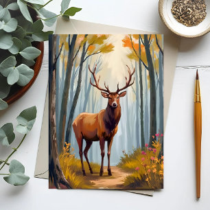 Elch-Wald-Aquarell-Landschaft Postkarte
