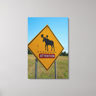 Elch-Warnschild Leinwanddruck