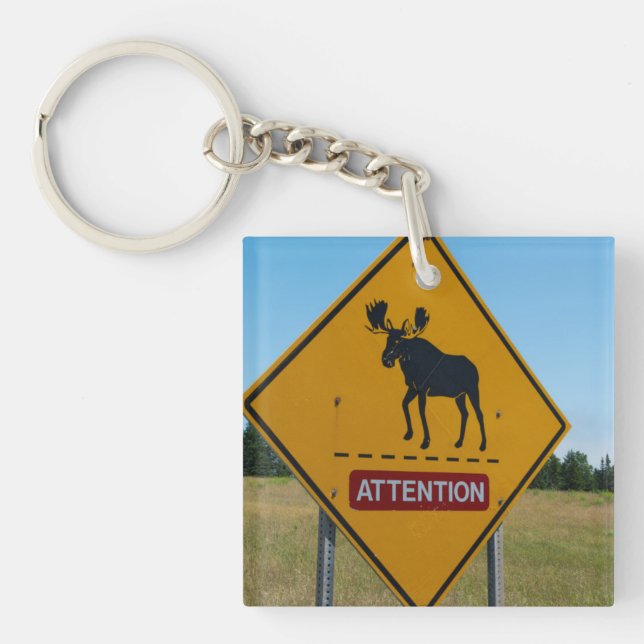 Elch-Warnschild Schlüsselanhänger (Vorderseite)