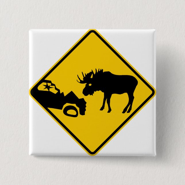 Elch-Warnzeichen von Nationalpark Gros Morne Button (Vorderseite)