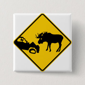 Elch-Warnzeichen von Nationalpark Gros Morne Button