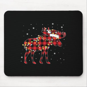 Elch-Weihnachten Rot Kariert Buffalo Schlafanzug p Mousepad