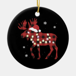 Elch-Weihnachten Rot Kariert Buffalo Weihnachten S Keramik Ornament