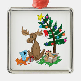 Elch-Weihnachtsbaum-Verzierung Silbernes Ornament