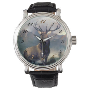 Elch-wildes Tier-Malereiuhr Armbanduhr
