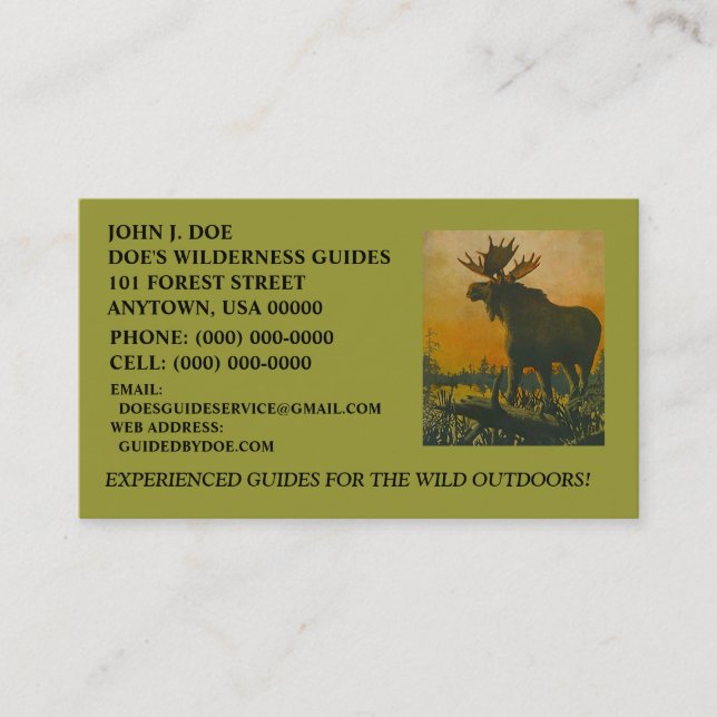 ELCH-WILDNIS-SERVICES ~ VISITENKARTE IM FREIEN (Vorderseite)