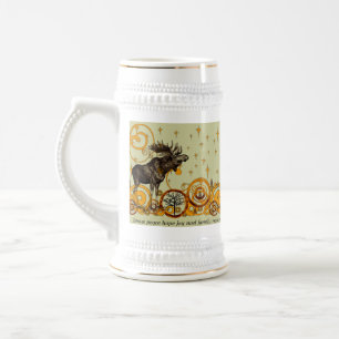 Elch Wirbel Sterne Mond Frieden Freude Ho Ho Ho St Bierglas