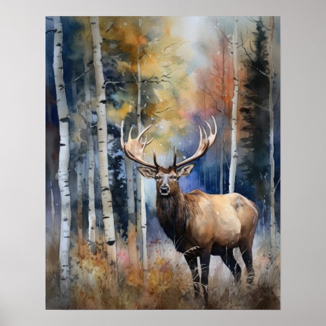 Elch Woodland Animal Art Print Poster (Vorne)