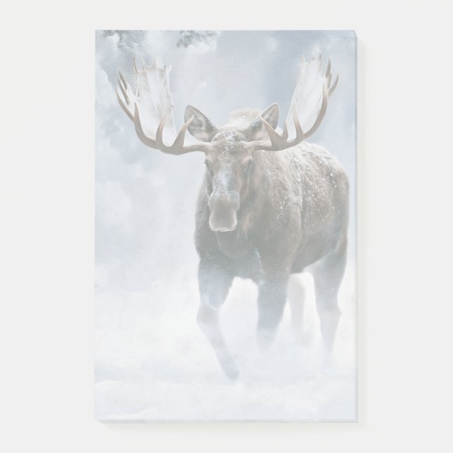 Elchbulle durchquert borealen Schnee Post-it Klebezettel (Vorderseite)