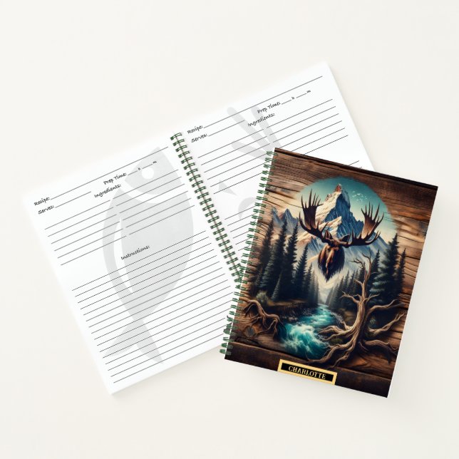 Elche an einem ruhigen Bergfluss Notizbuch (Innenseite)