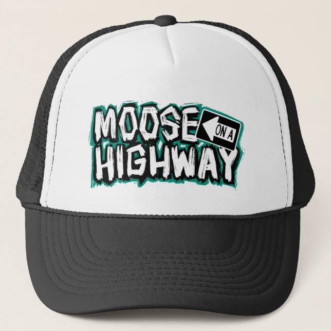 Elche auf einem Highway Trucker Hat Truckerkappe (Vorderseite)