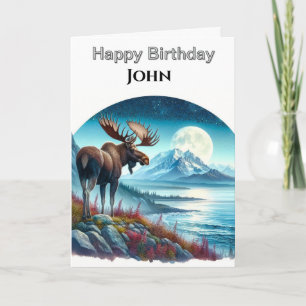 Elche bei Nacht Personalisierte Natur Geburtstag Karte