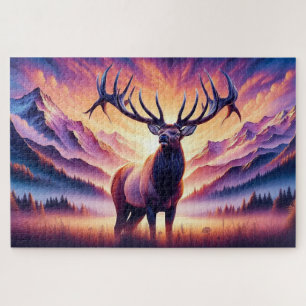 Elche bei Sonnenaufgang, Berge, Wildtiere