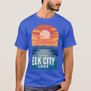 Elche City Lake KS Retro Sunset T-Shirt