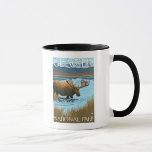Elche, die in See - Glacier Nationalpark trinken, Tasse