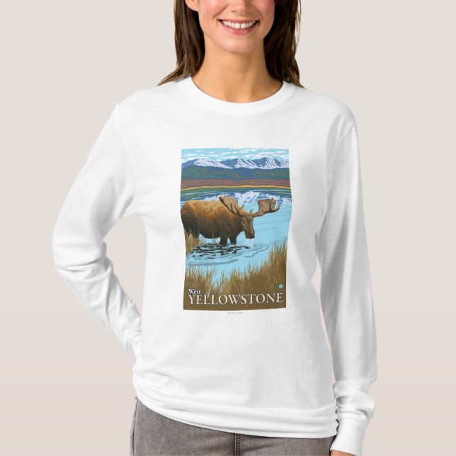 Elche, die in See - WestYellowstone, M.Ü. trinken T-Shirt (Vorderseite)