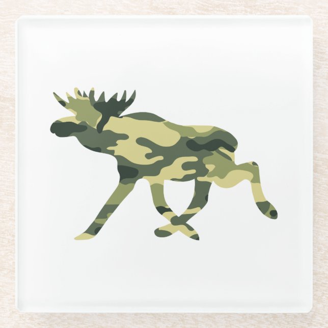 Elche/Elche Woodland Camouflage / Camouflage Glasuntersetzer (Vorderseite)