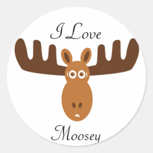 Elche Head_I Liebe Moosey Runder Aufkleber