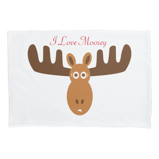 Elche Head_I Liebe Moosey_whimsical u. humorous2 Kissenbezug (Vorderseite)