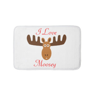 Elche Head_I Liebe Moosey_whimsical u. humorvolles Badematte