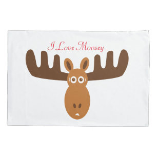 Elche Head_I Liebe Moosey_whimsical u. humorvolles Kissenbezug