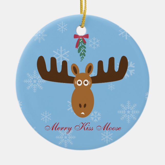 Elche Head_Merry Kissmoose_Happy Gnu-Jahr! Keramikornament (Vorne)
