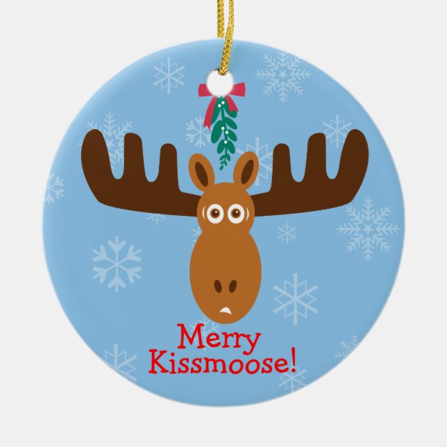 Elche Head_Mooseltoe_Merry Kissmoose! Keramik Ornament (Vorne)