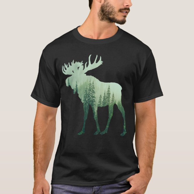 Elche Hirsche und Wald Natur T-Shirt (Vorderseite)