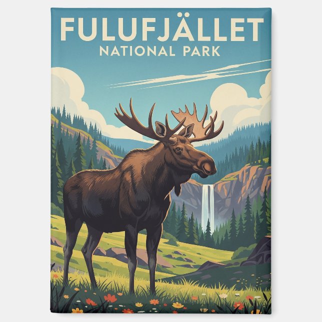 Elche im Fulufjället Nationalpark Schweden Reisen Magnet (Vorderseite)