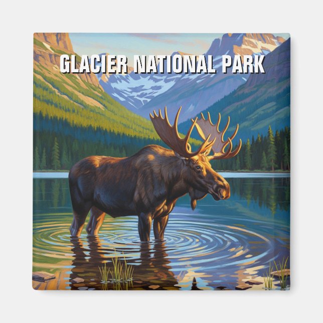 Elche im Glacier National Park Travel Magnet (Vorne)