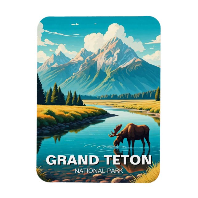 Elche im Grand Teton Nationalpark Magnet (Vertikal)