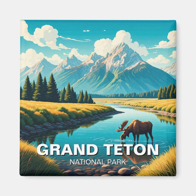 Elche im Grand Teton Nationalpark Magnet (Vorne)