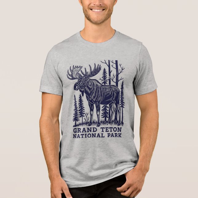Elche im Grand Teton Nationalpark Tri-Blend Shirt (Vorderseite)