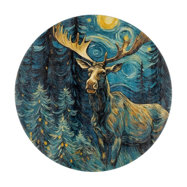 Elche im Pinienwald Van Gogh Schneidebrett (Vorderseite)