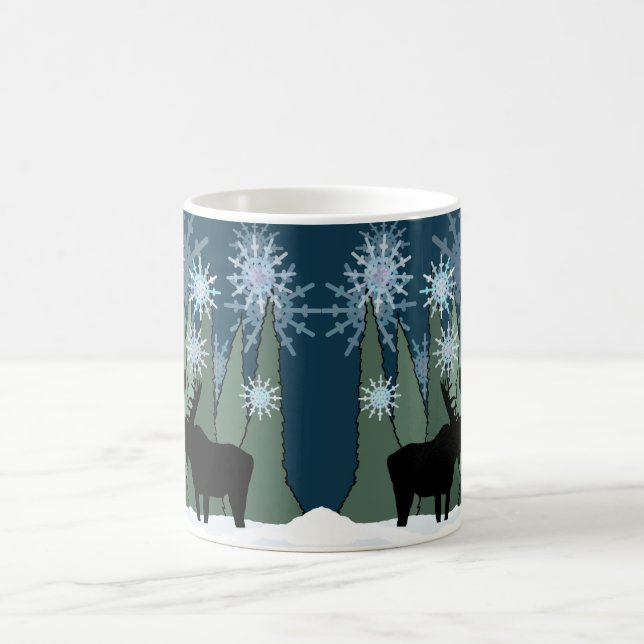 Elche im Schneewald Kaffeetasse (Mittel)
