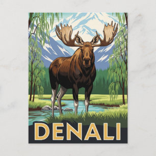 Elche in Denali Nationalpark Alaska Vintag Postkarte