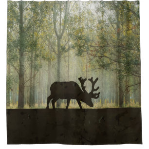 Elche in der Waldillustration Duschvorhang