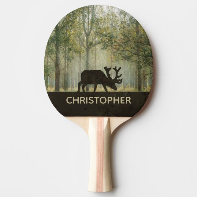 Elche in der Waldillustration personalisiert Tischtennis Schläger (Vorderseite)