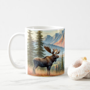 Elche in gebirgiger Herbstlandschaft Kaffeetasse